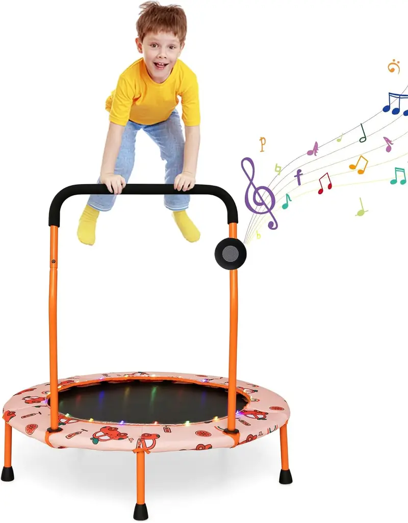 36-Inch Bluetooth-Enabled LED-Trimmable Trampoline with Safety Net