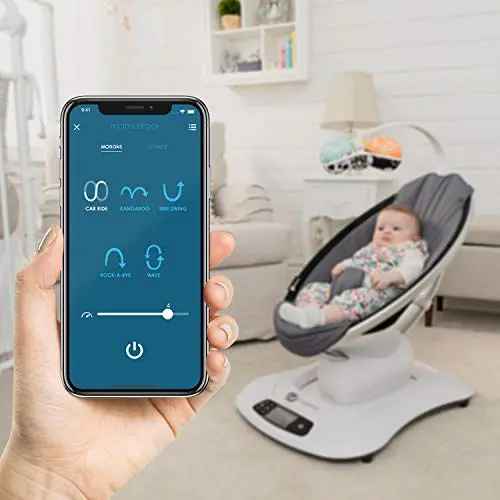 4moms mamaRoo 4 Multi-Motion Infant Swing – Intelligent Bluetooth Rocker with Five Distinct Motion Options