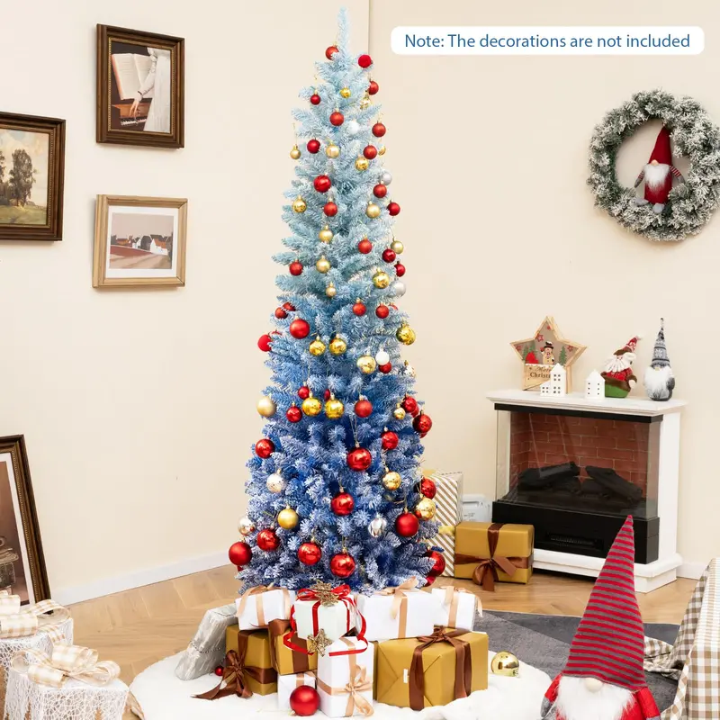 6ft Blue Gradient Unlit Artificial Christmas Tree with 435 Lush Snow-Flocked Branch Tips 2