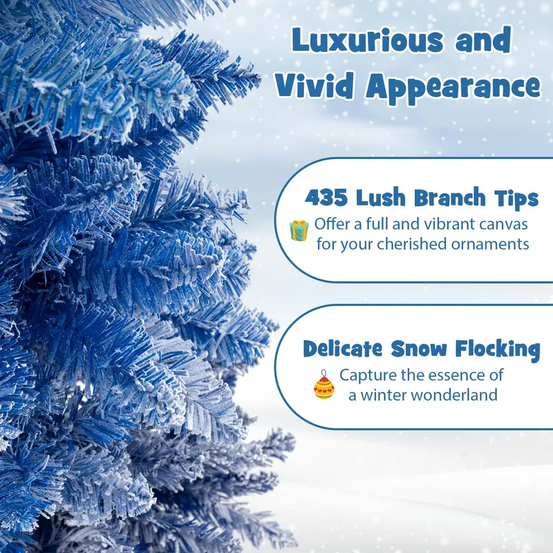 6ft Blue Gradient Unlit Artificial Christmas Tree with 435 Lush Snow-Flocked Branch Tips