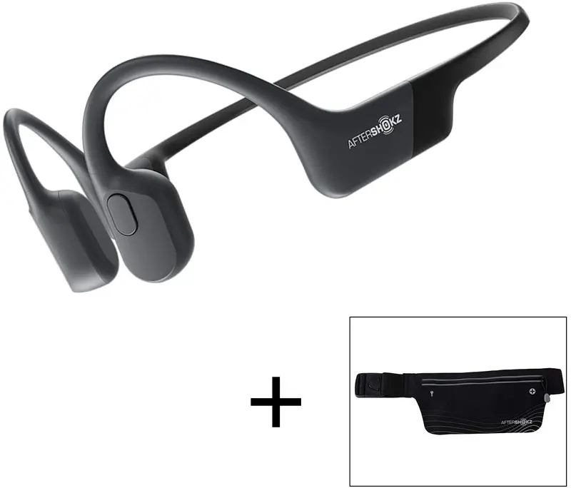 AfterShokz Aeropex Bone Conduction Headphones – Wireless Open-Ear Design with Sport Belt (Cosmic Black) 2
