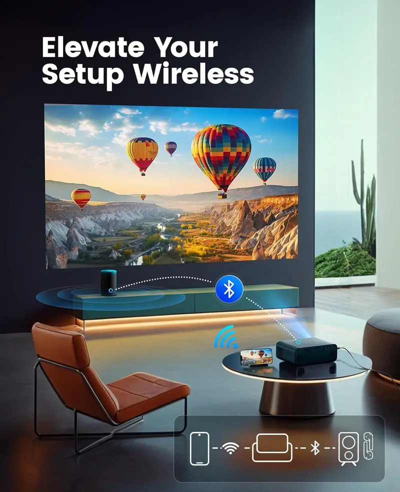 All-Weather Smart Projector Optimized for Outdoor Use — 4K Playback, Licensed Apps, and Dual-Band WiFi/Bluetooth