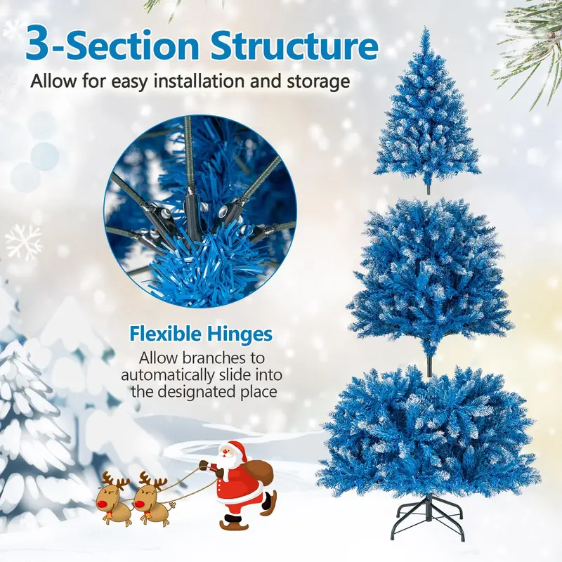 Blue Frosted Artificial Christmas Tree Featuring Warm White LED Illumination and PVC Tips