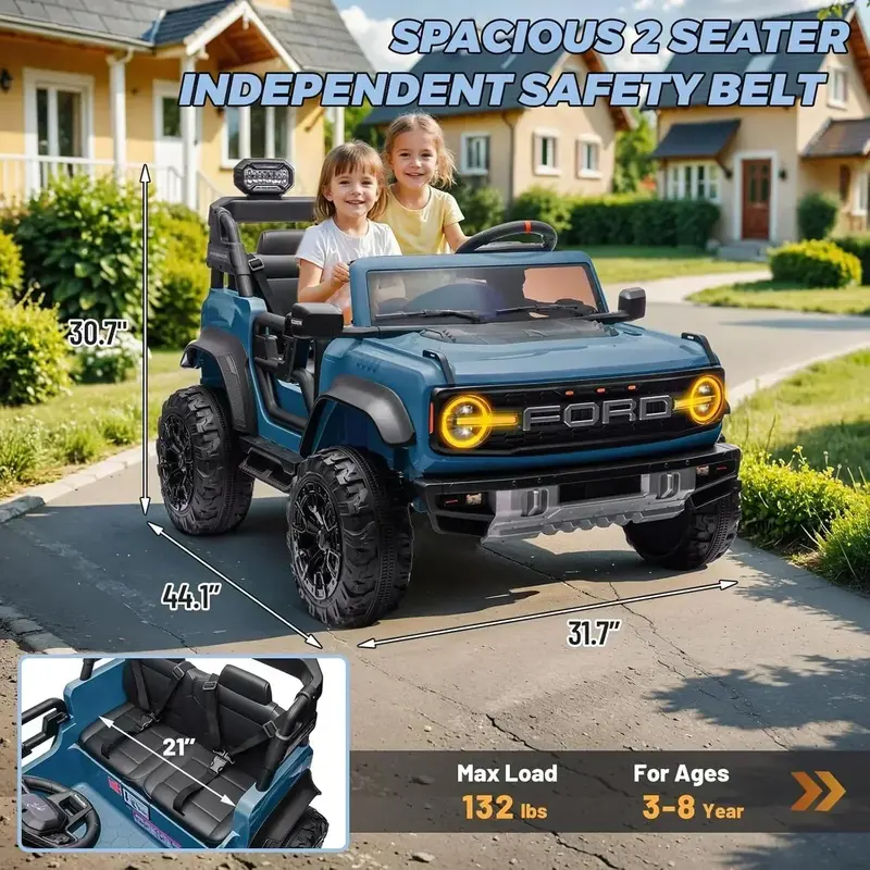 Bronco Raptor Ride-On Toy – Two-Seater Blue Electric Truck for Kids