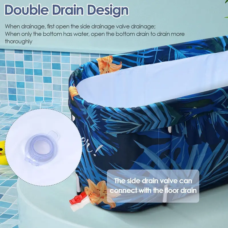 De-Stress Portable Folding Soaking Tub – Large Adult Bathtub for Home Relaxation (2023 Edition)