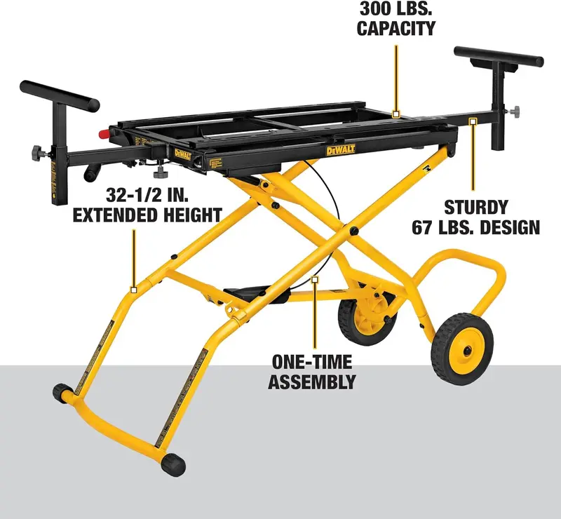 DEWALT DWX726 Miter Saw Stand – Adjustable Height with Rolling Mobility Wheels