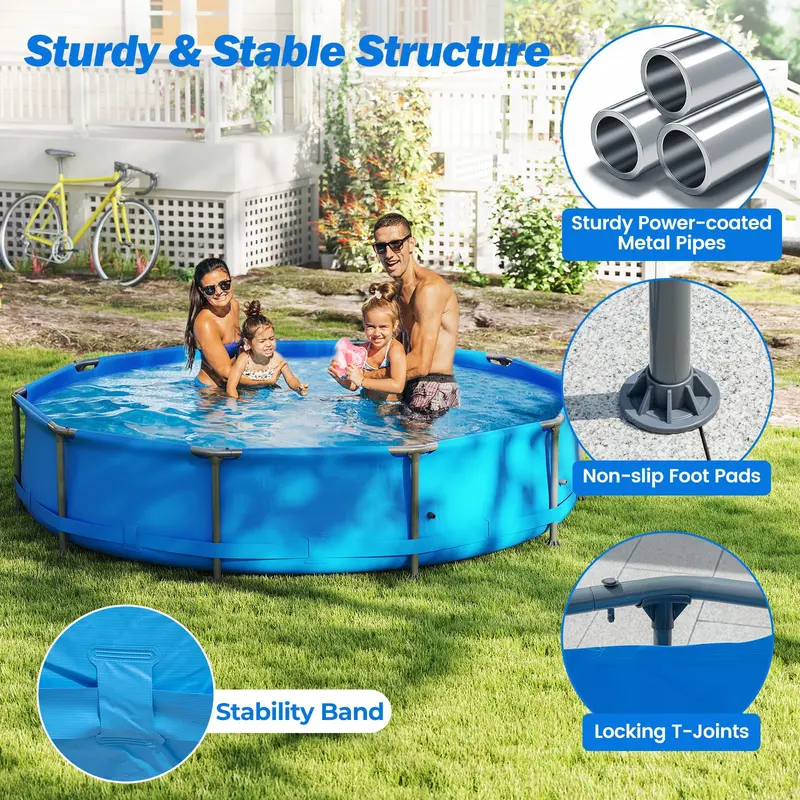 Durable Above-Ground Metal-Frame Swimming Pool for Backyard Use