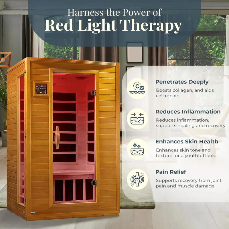 Dynamic Saunas Andora Infrared Sauna – Two-Person Low-EMF Design in Canadian Hemlock