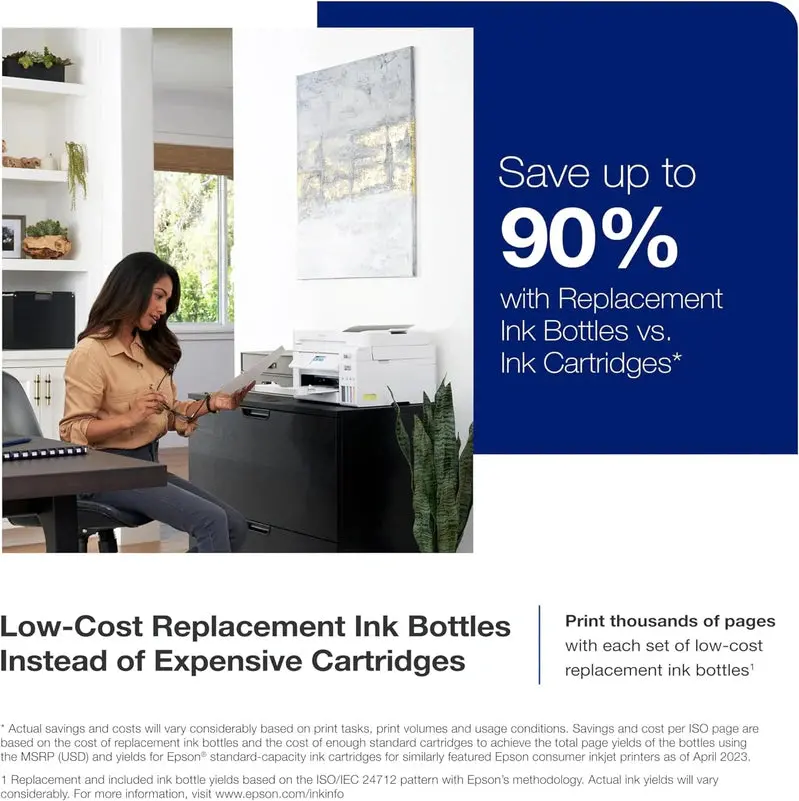 Epson EcoTank ET-4800 Wireless All-in-One Printer – Inkjet, Scanner, Copier, Fax with Auto Document Feeder & Ethernet Connectivity