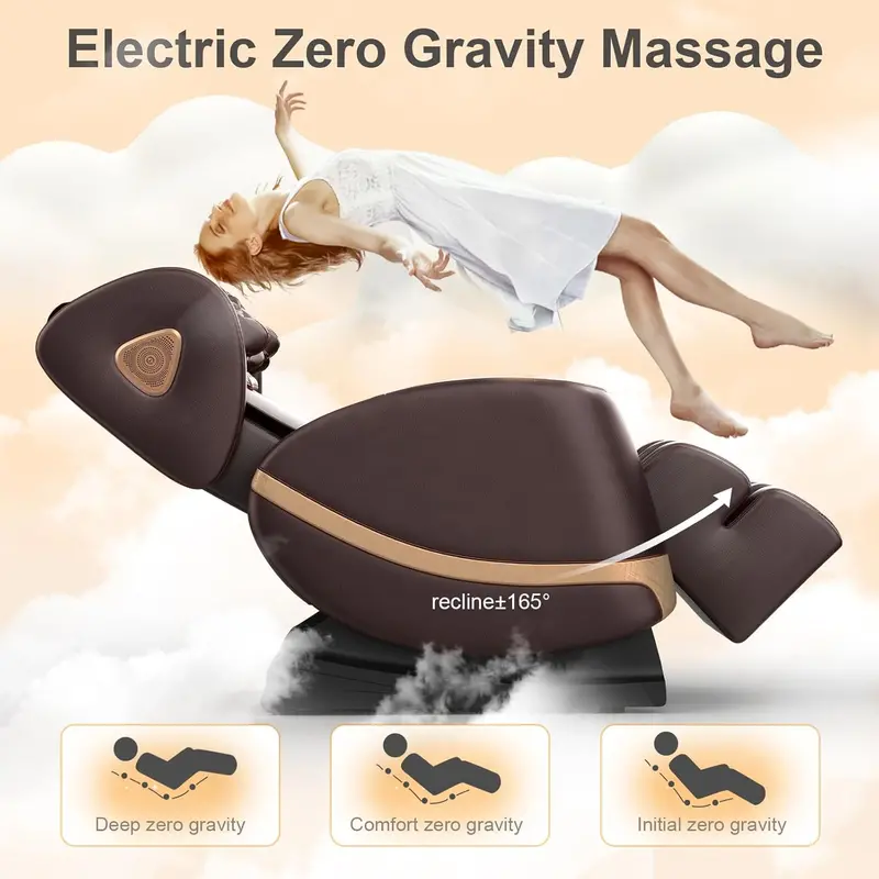 Full-Body Zero Gravity Massage Chair Featuring 10-Point Roller System, Heat Therapy, Bluetooth Audio, and Touchscreen Control