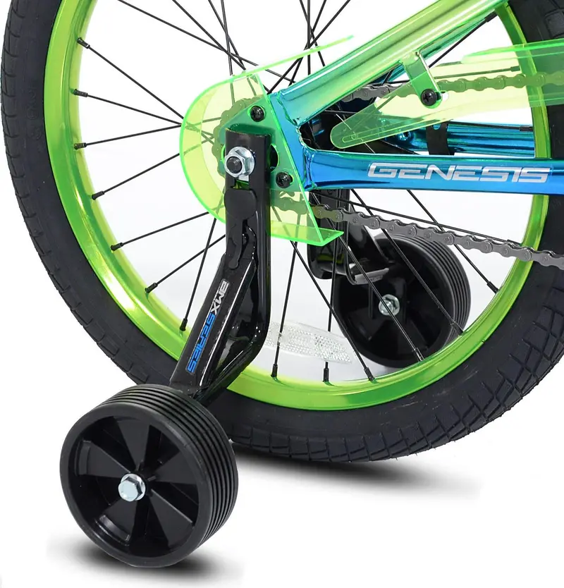 Genesis Glitch BMX Bike – Vibrant Blue-and-Green 18-Inch Youth Model with Lightweight Construction and Agile Handling