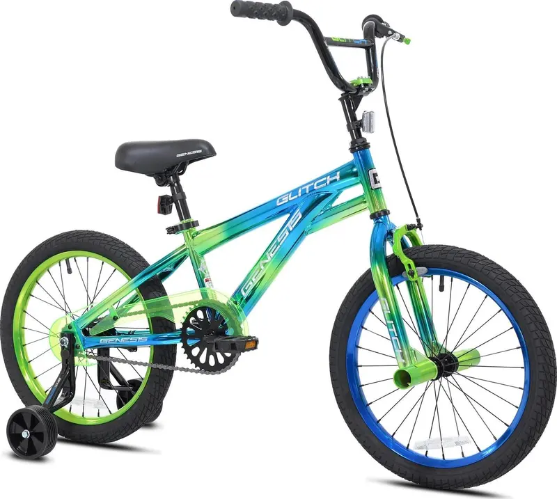 Genesis Glitch Youth BMX Bike – 18-Inch Frame with Dual-Tone Blue-Green Aesthetic