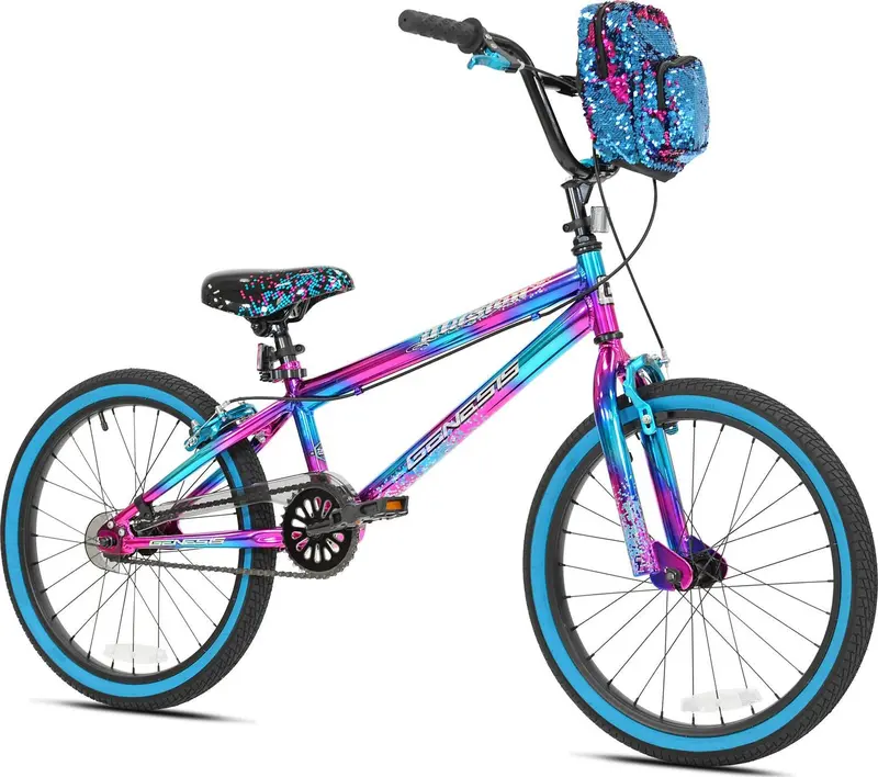 Genesis Illusion Girls’ 20-Inch Hybrid Bike – Vibrant Blue and Purple Styling with Versatile Urban and Light Trail Capability