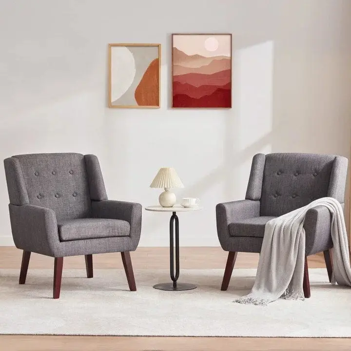 HUIMO Contemporary Tufted Accent Chair Pair – Two-Seat Modern Upholstered Set