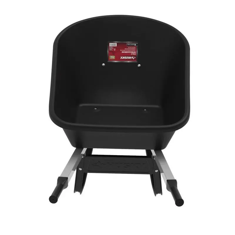 Husky Dual-Wheel 6 cu. ft. Flat-Free Poly Wheelbarrow – Durable Molded Tub & Smooth-Steering Design