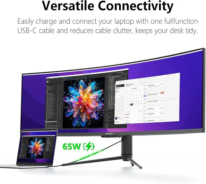 INNOCN 49C1G Ultra-Wide Curved Gaming Monitor – 49" HDR400 Display, 144Hz Refresh Rate, USB-C Connectivity