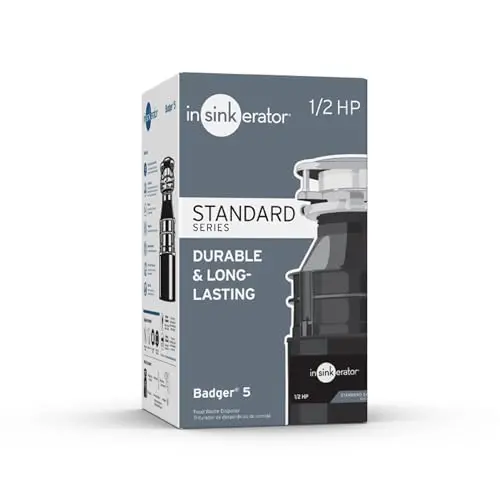 InSinkErator Badger 5 Heavy-Duty Disposal – 1/2 HP Stainless Steel Motor, Optimized for Long-Term Kitchen Use