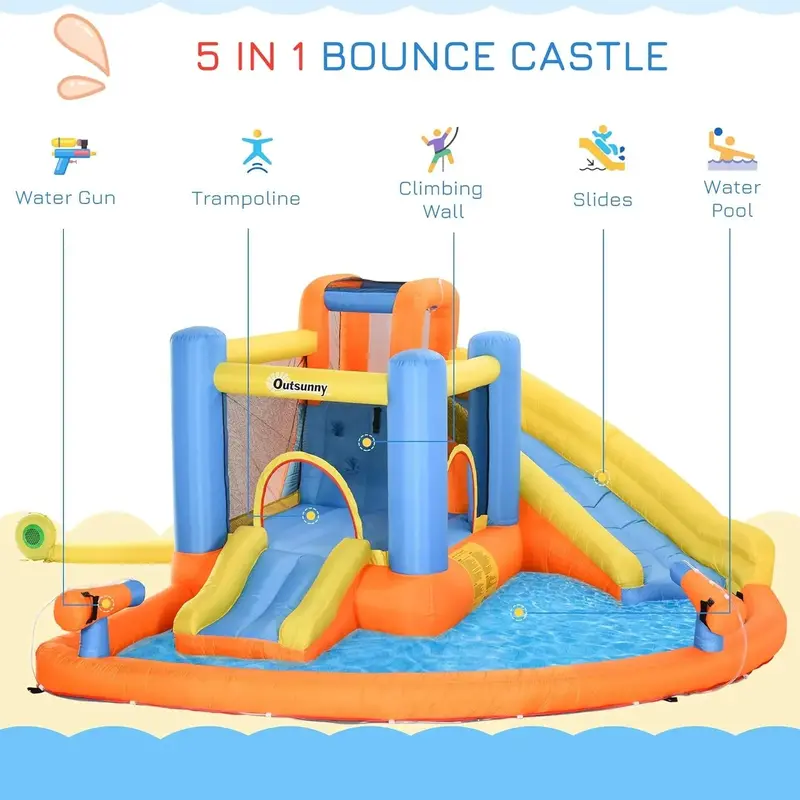 Kids’ 5-in-1 Inflatable Water Play Center – Slide, Bouncer, Climber, Pool, and Twin Water Blasters 2