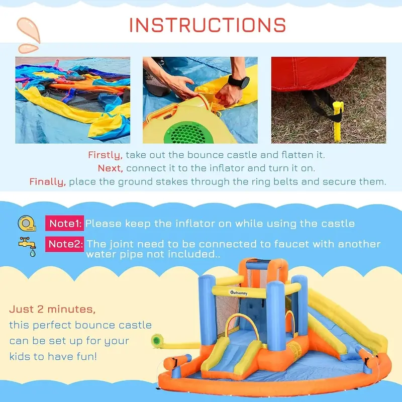Kids’ 5-in-1 Inflatable Water Play Center – Slide, Bouncer, Climber, Pool, and Twin Water Blasters