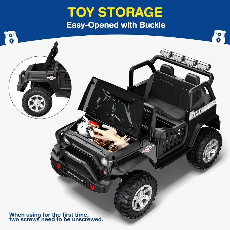 L8 Dual-Seat 12V Ride-On Vehicle – Remote-Controlled Electric Car Featuring Bluetooth Speaker, Three-Speed Settings, LED Lights & Multi-Mode Audio