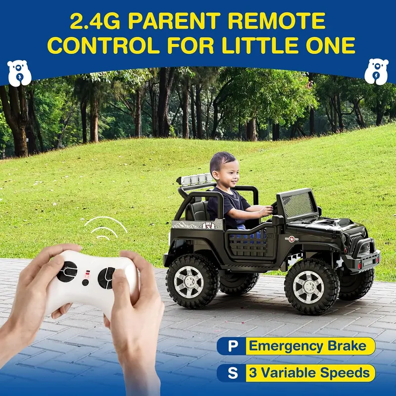 L8 Dual-Seat 12V Ride-On Vehicle – Remote-Controlled Electric Car Featuring Bluetooth Speaker, Three-Speed Settings, LED Lights & Multi-Mode Audio