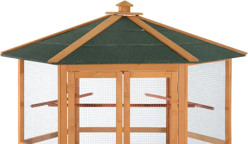 Large Hexagonal Outdoor Aviary with Covered Roof – Spacious Flight Cage for Birds and Small Pets