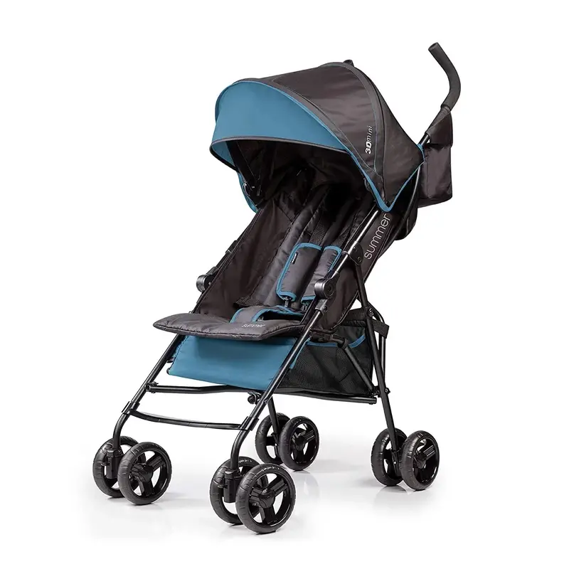 Lightweight Foldable Infant Stroller – Blue and Black Travel-Friendly Carrier for On-the-Go Families 2