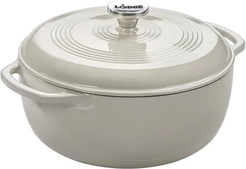 Lodge Caribbean Blue 6-Quart Enamel-Coated Cast Iron Dutch Oven Featuring Tight-Seal Lid and Ergonomic Dual Handles