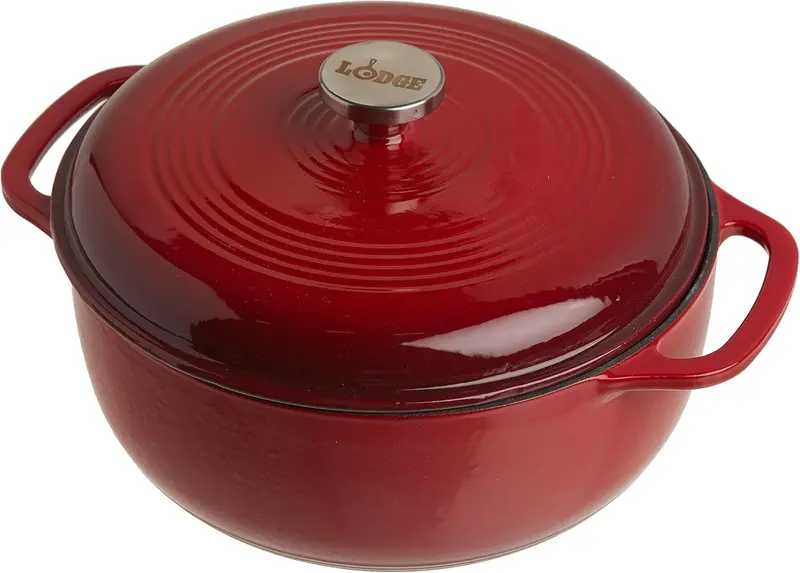 Lodge Caribbean Blue 6-Quart Enamel-Coated Cast Iron Dutch Oven Featuring Tight-Seal Lid and Ergonomic Dual Handles