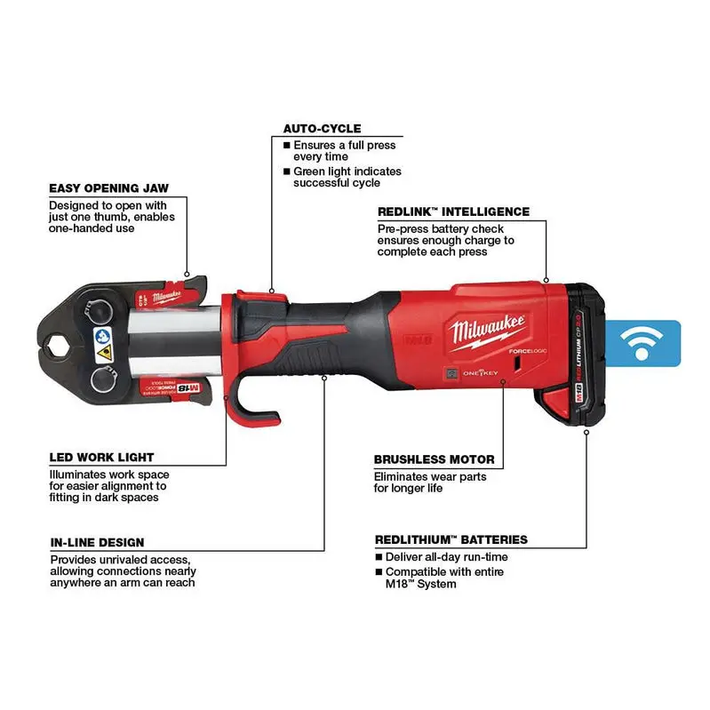 Milwaukee M18 FORCE LOGIC ONE-KEY Hydraulic Press Tool – Precision 1/2-Inch Crimping System for Professional Installations