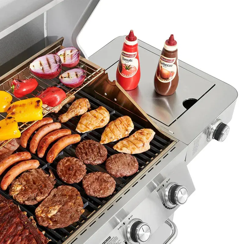 Monument Grills 4-Burner Propane Gas Grill – Stainless Steel Construction with Rotisserie Kit & Side Burner