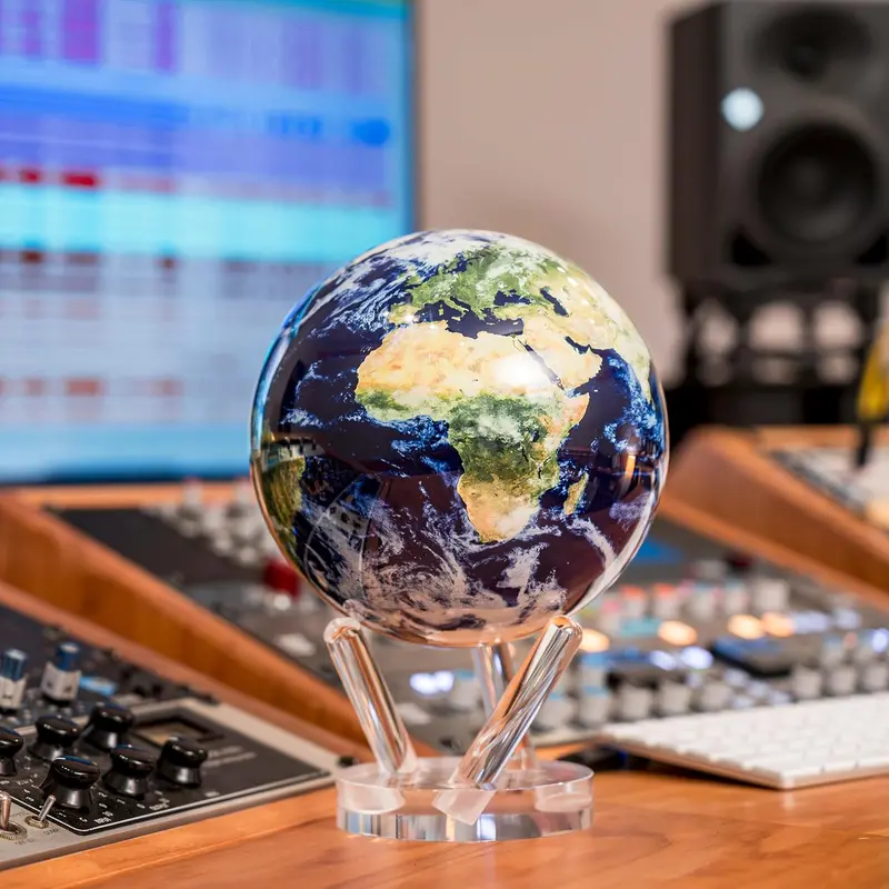 MOVA Light-Powered 4.5-Inch Rotating Globe — Self-Sustaining Earth Display with Cloud-Finish Surface