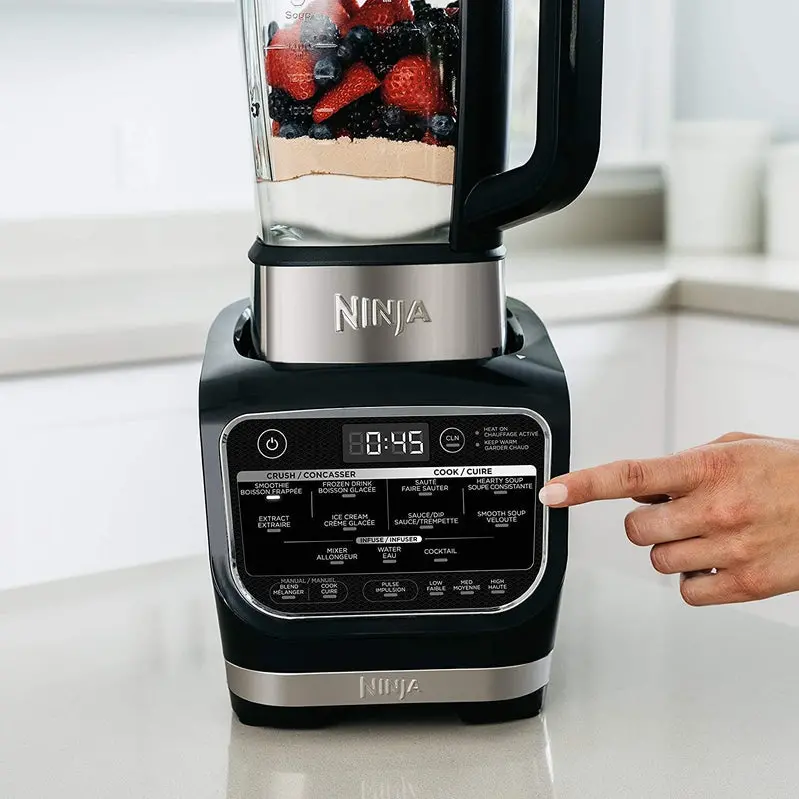 Ninja HB152 Foodi Cold & Hot Blender – 1400W Motor with 64 oz Nonstick Glass Pitcher in Matte Black