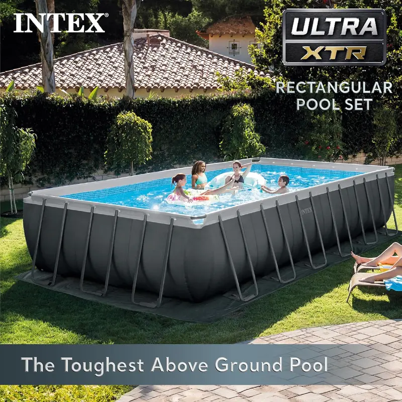 Rectangular Above-Ground Pool Kit with 1200 GPH Sand Filter, Safety Ladder, and Weather-Resistant Cover