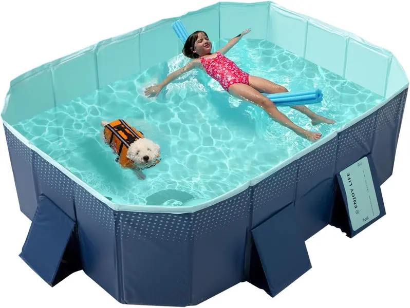 Rigid Foldable Hard-Shell Swimming Pool – Non-Inflatable Backyard Pool (158" x 76" x 20") for Kids, Pets, or Adults 2