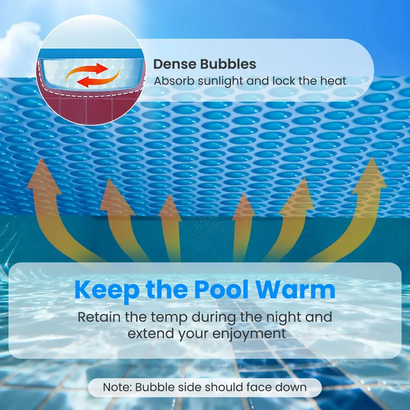 Round Solar Pool Cover – Heavy-Duty Thermal Bubble Insulation Blanket (8 ft or 12 ft Options) 2