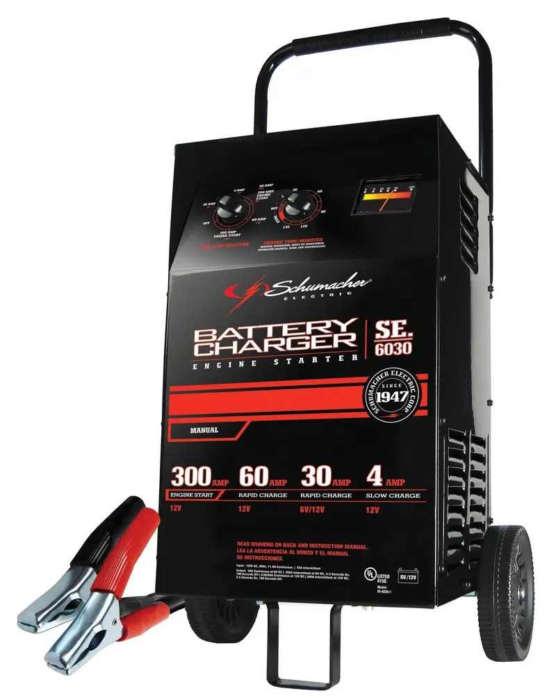 Schumacher SC1446 Manual-Timer 2-in-1 Battery Charger and Engine Starter – 300 CA, 6/12V