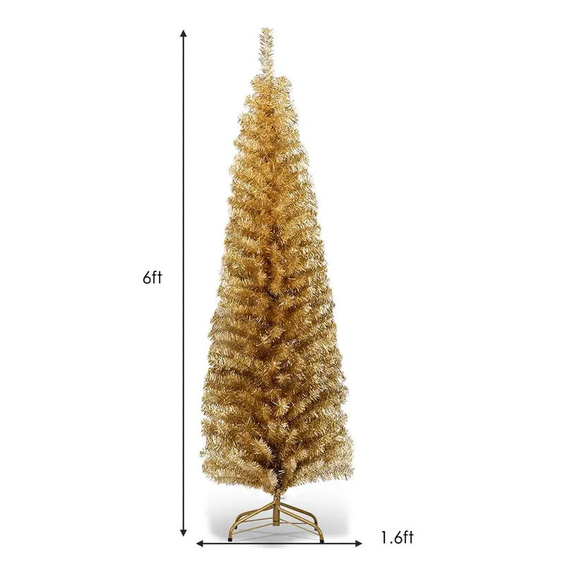 Slim 6-Foot Blue Pencil Christmas Tree – Compact Artificial Design for Small Spaces