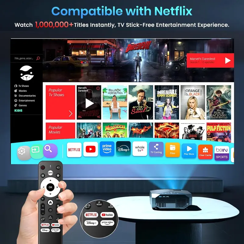 Smart 4K Projector with Netflix Integration – 5G WiFi 6, Bluetooth 5.3, High-Lumen Output 2