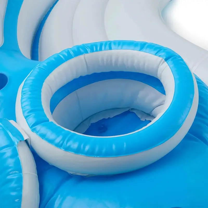 Splash N Chill Inflatable Floating Island Lounger – 110" Pool and Lake Raft Supporting Up to 7 Adults (Blue/White)