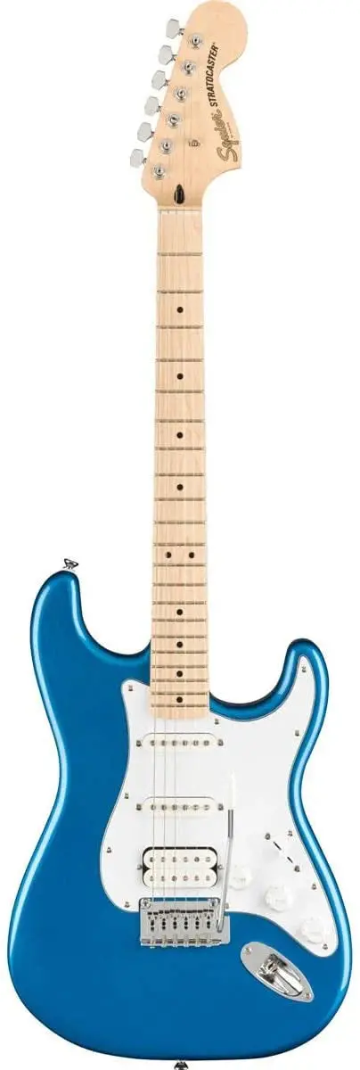 Squier Affinity Stratocaster HSS Electric Guitar Pack – Lake Placid Blue Finish with Maple Fingerboard