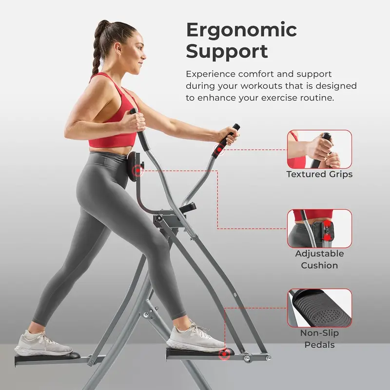 Sunny Health Smart Air Walker Elliptical – Low-Impact Glider with 30-Inch Stride, Bluetooth Connectivity & SunnyFit App Integration