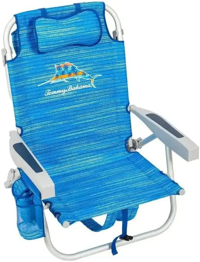 Tommy Bahama Soleil Blue Backpack Beach Chairs – Portable 2-Pack Folding Set