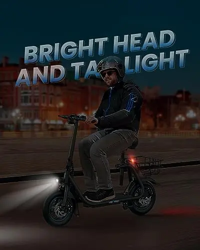 URBANMAX C1 Foldable Electric Scooter – 450W Motor, 22-Mile Range, Built-in Seat, and Dual Braking System (Black)