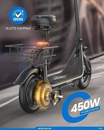 URBANMAX C1 Foldable Electric Scooter – 450W Motor, 22-Mile Range, Front Suspension System, and Dual Mechanical & Electronic Braking
