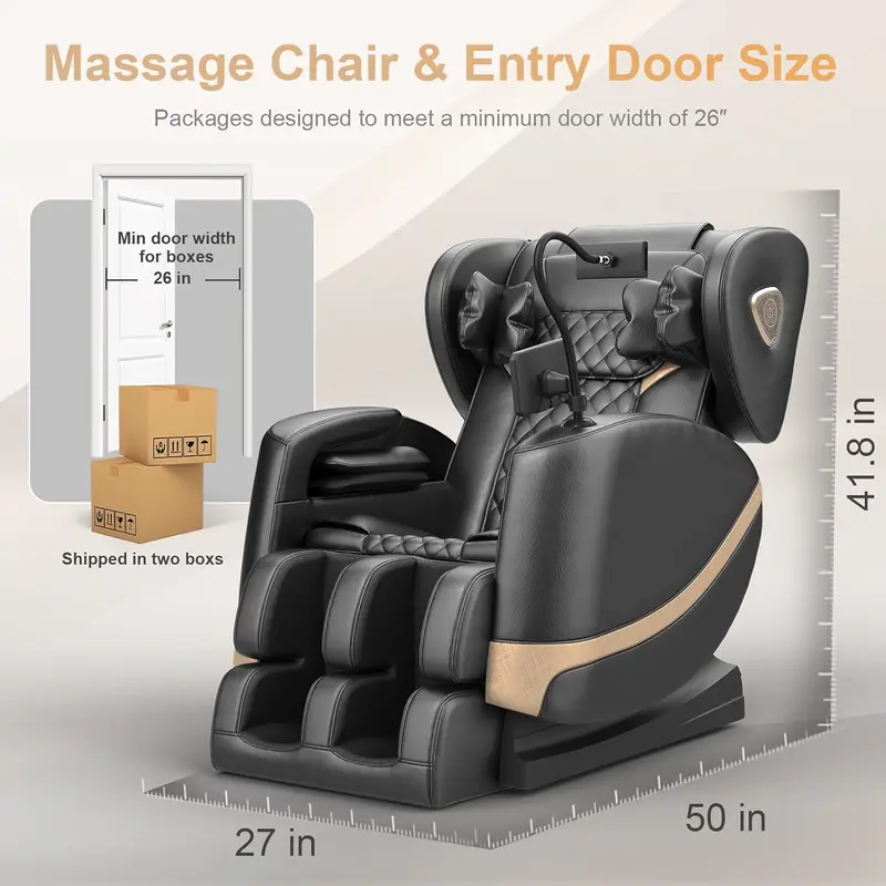 Zero-Gravity Full-Body Massage Chair – 10-Point Roller System, Heat Therapy, Foot Rollers, Bluetooth Audio & Intuitive Touchscreen Interface (Black/Brown) 2